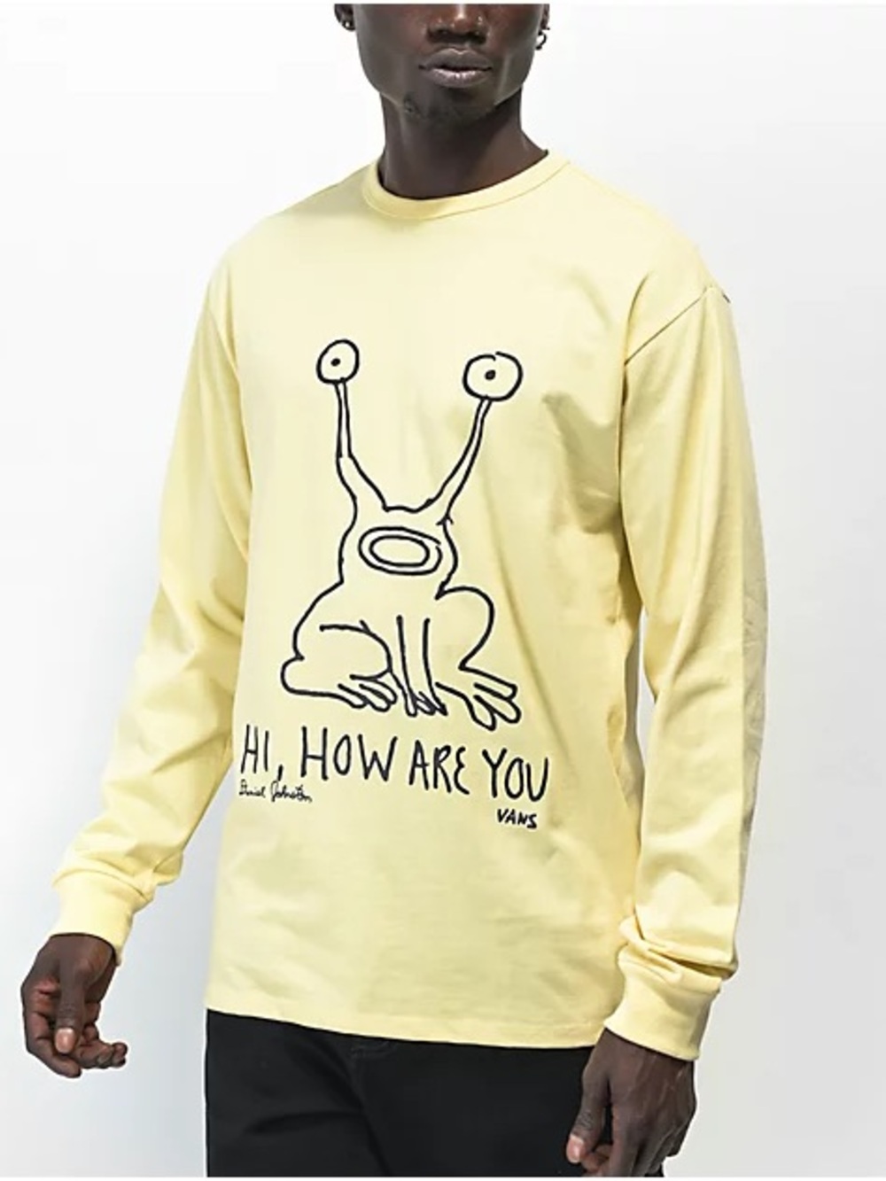 VANS X DANIEL JOHNSTON Hi How Are You? Long sleeve T-shirt Size L | yellow